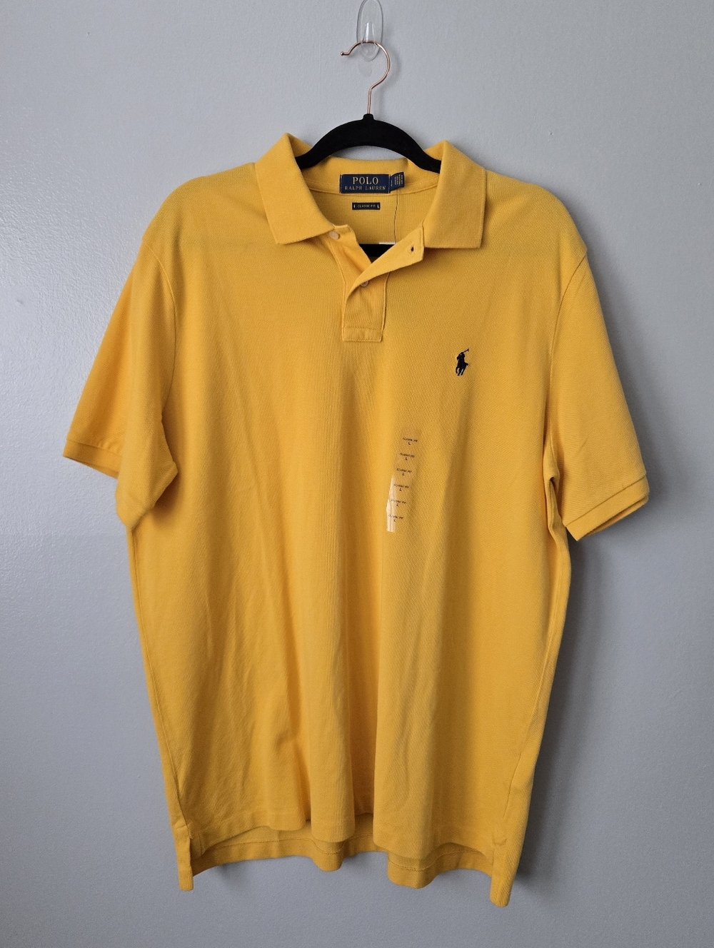 NWT Polo Ralph Lauren Mens Polo Shirt Yellow Classic Fit Short Sleeve Size Large